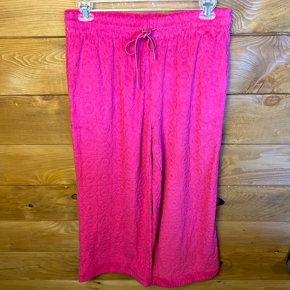 Trina Turk Out of Office the Relieve Pant Wide leg Pull On Draw string Lg Pink
